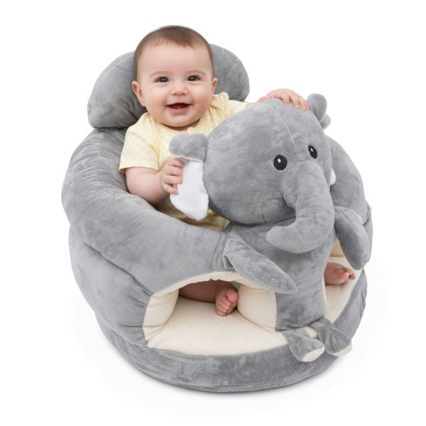 product-open-ebb36ee6914f4062a6c8801de10569cf-goods Plush Elephant Baby Support Seat - Ultra-Soft Cushioned Infant Lounger with Grey & White Elephant Design, Tummy Time Bed for & Toddlers, Non-Toxic Soft Fabric, Ideal Gift for Christmas, Birthdays, (No Assembly Required
