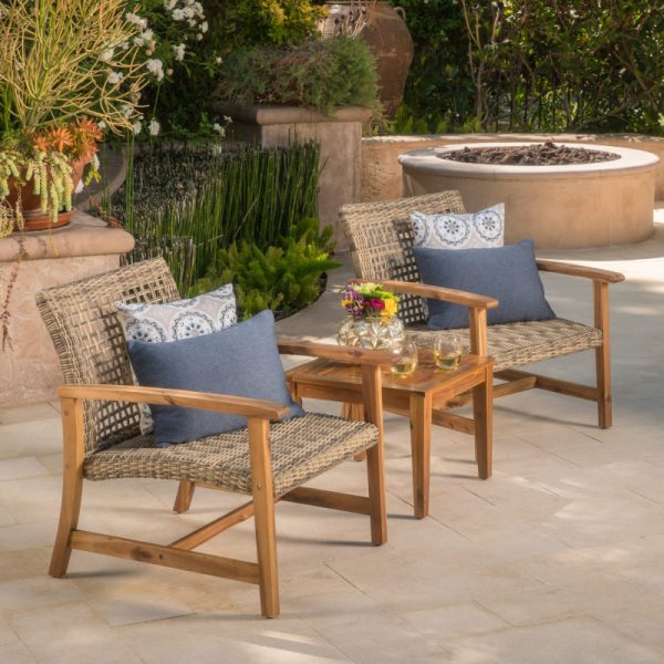 product-open-ec3cf7b630a547edb9ce67c52c108ed7-goods Outdoor Acacia Wood Wicker Club Chairs with Acacia Wood Frame, 2pcs Set
