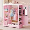 product-open-ec61163921ab43209f15ea064a23de2a-goods Kids Armoire with Jewelry Cabinet, Dress up Storage with Mirror and Shelves, Princess Dress Closet and Costumes Wardrobe Closet, Costume Organizer for Bedroom, Kids Room, Girls