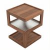 A Bedside Table That Doesn't Require Assembly Bedside Table, Walnut Wood Nightstand, Small Bedside Table with Open Compartment, Tempered Glass Top, Modern End Table for Bedroom & Living Room Furniture