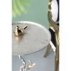 product-open-ed0a203e797d449faeba5850087068ba-goods 16.9x16.9x28' Round Aluminum Side Table with Sier Branch Design and Golden Bird Accents