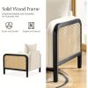 product-open-ede3b1cb1a14455796b56f3186e3f60e-goods Modern Woven Rattan Accent Chair with Wooden Armrests & Legs - Detachable Cushion, Upholstered Seat, Natural Brown Finish for Living Room, Bedroom, or Makeup Room - Easy Assembly, Durable Polyurethane & Hardwood Construction, Bedroom Seating, Elegant Seating Option, Sturdy Construction, Home Decor Lovers