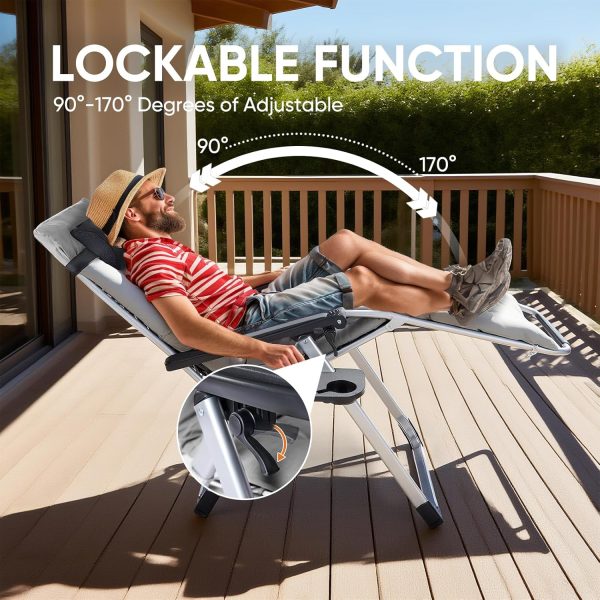 product-open-eefe6317f5a54800ba8d297ef9aad060-goods Zero Gravity Recliner, Foldable Patio Chair --- Includes Cup Holder Tray; Removable Cushion; Ideal For The Beach, Patio, Or Poolside