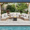 product-open-ef65f3a20de54495ae577352278b9c1e-goods Patio Furniture Set 3-Seater/9-Seater Half Moon Sectional Outdoor Sofa with Cushions And Wedge Table for Patio Pool Balcony