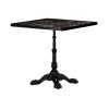 Marble-Look Sintered Stone Square Table - Heavy-Duty Cast Iron Base for Bistro, Cafe, Bar And Home Use