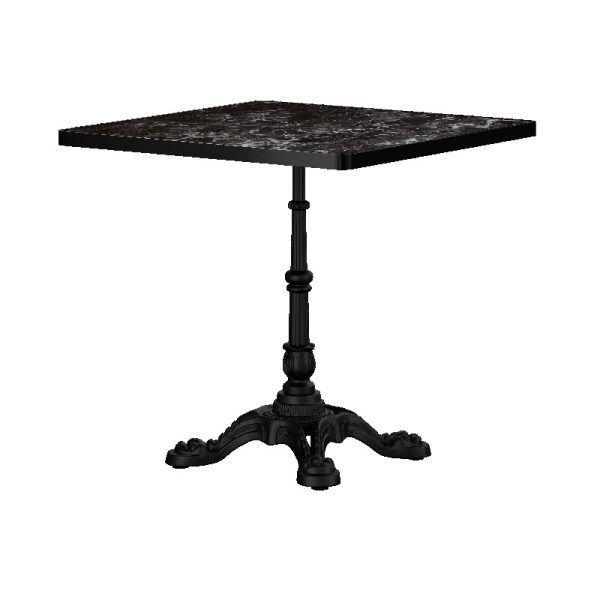 Marble-Look Sintered Stone Square Table - Heavy-Duty Cast Iron Base for Bistro, Cafe, Bar And Home Use