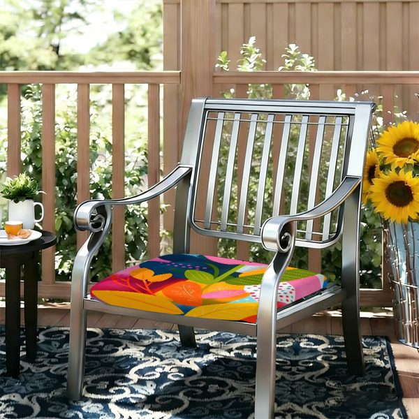 product-open-f051d0ca459d40d9862e7eb0d280270b-goods 1pc Memphis-Style Flowers Pattern Leisure Seat Cushions, Indoor And Outdoor Seat Cushions, Back Cushions, Size 19.7*17.7*1.57inch, Suitable for Garden Chairs, Office Chairs And Floor Seats. Soft And Comfortable