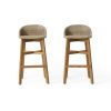 2pcs Set of Solid Wood Frame Rattan Backrest Bar Chairs, Elegant and Sturdy Tropical Style Party Counter Chairs, High Stool Dining Chairs, Suitable for Patio and Backyard Bars
