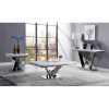 1pc End Table Modern Glam Style 18Mm Faux Marble on Top Rectangular V-Shape Pedestal Base Stainl Steel Metal Structure Chroma End Coffee Table-Not Included
