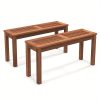 product-open-f1bc92e701c54b43bd82f6a8cee02a68-goods LIFEZEAL 2pcs Patio Backless Bench 2-Seater Outdoor Dining Bench Solid Wood Backyard