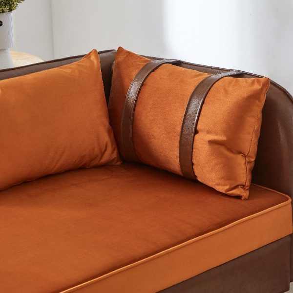 product-open-f20d5ad83e4243d1865b274f772384e0-goods 65-Inch Storage Chaise Lounge Sofa in Brown PU And Orange Velvet