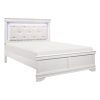 Classic Style Queen Bed with White End, Featuring Button-Tufted Upholstered Headboard And Faux Alligator Patterned Panels