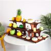 Wooden Display Step Stool 3 Tier Ladder Shelf, Portable, for Retail Countertops, Crafts Exhibition, Farmers Market, Trade Shows, Vendor Booths, Display Stand for Collectibles, Vendor Displays for Craft Shows, Wooden Display Stand