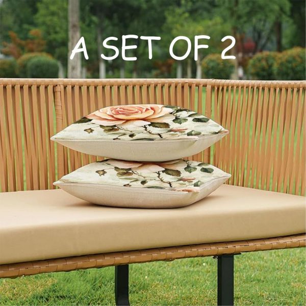 product-open-f34326f65fc945f29366826f33bfd9ee-goods Outdoor Pillows 2pcs Set with InsertAbstract Watercolor Botanical Print Outdoor Cushion, Artistic Floral Aesthetic Design, 17.72inch Square Pillow with Insert. Versatile for Patio, Garden, or Living Room Decor. Features Durable Weather-Resistant Fab
