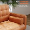 product-open-f406bd9170e94df49156a2bab2178507-goods 70inch Mid-Century Modern Couch, Breathable Faux Leather Couch with Upholstered Cushions/Pillows, Metal Decorative Legs. Combines Comfort And Durability, for Living Rooms/Offices, Convenient And Practical, Easy to Assemble.