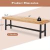 product-open-f44d2af1ac0947c6919ea300c2263061-goods 63" Wooden Picnic Bench(Set of 2), Outdoor Benches with Powder-Coated Metal Frame, Garden Benches for Patio, Garden, Porch & Deck, Wood Color
