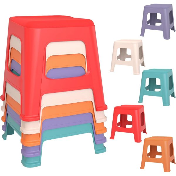product-open-f4a58cb415734c07bec8c05214f981b7-goods 5/10 Pack Stackable Classroom Stools, 18.8" Height Colorful Nesting Plastic Stool, Portable Backless Chairs Flexible Seating for Classroom, School, Office, Home