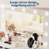 White Makeup Vanity With Mirror, Vanity Desk With 7 Storage Drawers And 1 Cabinet. Large Table Top, Space Saving, Home Organizer.
