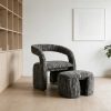 1pc Modern Accent Living Room Chair Set with One Ottoman, Upholstered Barrel Sherpa Lounge Side Chair, Comfy Side Reading Reclining Chair for Living Room, Bedroom, Apartment, Reading Room, Office