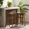 2pcs Set of Solid Wood Frame Rattan Backrest Bar Chairs, Elegant and Sturdy Tropical Style Party Counter Chairs, High Stool Dining Chairs, Suitable for Patio and Backyard Bars