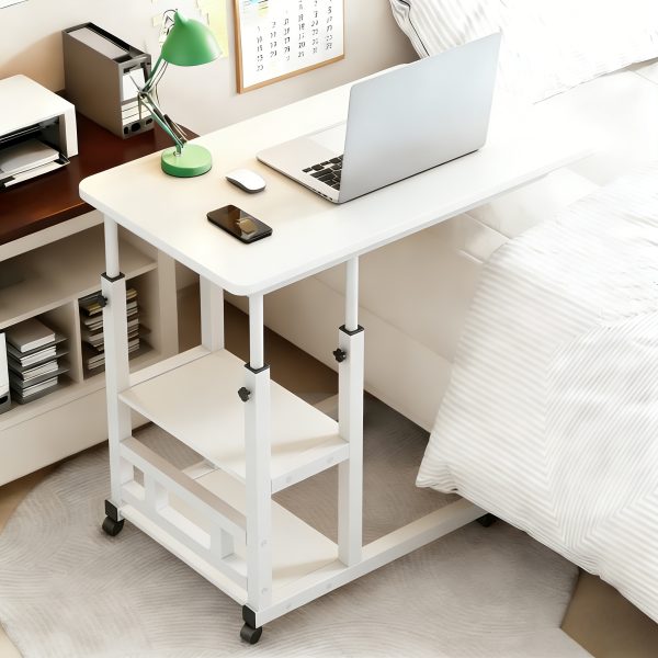 product-open-f514e6b9c0214e9e9bc5d91f123c9142-goods Mobile Nightstand with Wheels, Height Adjustable Bedside Table with Storage Shelf, Rolling Side End Table for Bedroom, Dorm, Living Room, Easy Assembly& Space-Saving Caster Table for Small Spaces.