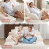 product-open-f540d56d2a19463bbec84d93382c3c9d-goods 67" Chaise Lounge Sofa Bed with Faux Fur Upholstery, No Assembly Sleeper Couch with Memory Sponge Support, Ergonomic Plush Design with Throw Pillows and Thick Padding, Modern Comfortable Sofa for Living Room Bedroom Apartment, Grey & White Available