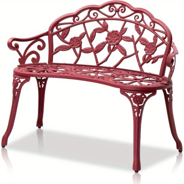 product-open-f54d93e40dfe44efad1e1b8168e02f54-goods Bonnlo Outdoor Bench with Cast Frame - Metal Bench, Small 2-Seater Suitable for, Porch, Yard, Park - Assembly, Low-Maintenance Outdoor Furniture