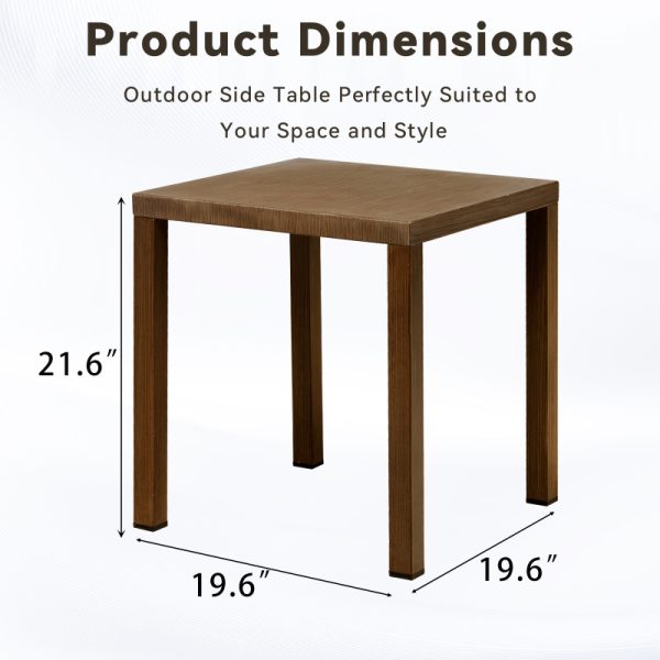 product-open-f58584cc7e664d57b6e0f8b9206a8969-goods Outdoor Steel Side Table, 22X20X20 Inch Small Patio Table Square End Table for Pool Balcony Deck Porch Lawn Backyard, Brown