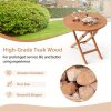 product-open-f72693d10a084deb916e6754c752e1ef-goods COSTWAY 31.5" Solid Indonesia Teak Wood Round Folding Patio Table - Portable Outdoor Dining Table with X-Frame Stability, 220lb Capacity, Natural Finish for Backyard, Poolside & Balcony, Classic Design