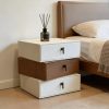 product-open-f775ab42797843b2885b29f2fc9a6def-goods This Modern Three-Layer Wooden Bedside Table Features a Minimalist Design in White And Walnut Wood. It Offers Ample Storage Space for The Bedroom, Is Structurally Stable, Easy to Assemble, And Has a Scratch-Resistant Easy Decorative End