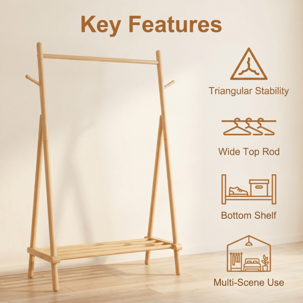 product-open-f7b4da9182b841b1b3940a4dfc32b1fe-goods Solid Wood Quilt Rack with Bottom Storage Shelf - Modern Space-Saving Bed Frame Suitable for Home, Durable, Assembly Bedside Shelf Furniture, Rubberwood Bed Storage for Small Spaces (No Shelf Assembly)