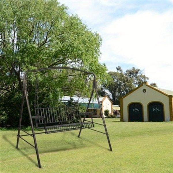 product-open-f7b83f3e365d438aaf802f8b512a64ff-goods Bonnlo Metal Patio Porch Swing, 660 LBS Weight Capacity, Suitable for Two-Person, for Outdoors, Gardens and Yards, Black