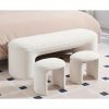 product-open-f86aa7fd4367431b80d21c49a27e3242-goods 53 Inch Long Bedroom Bench with 2pcs Step Stools, Nesting Ottoman Bench Set, Padded End Of Bed Bench Modern Upholstered Bench for Living Room, Entry, Porch