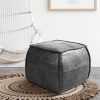 Leather Ottoman, Handmade Stuffed Square Ottoman, Genuine Leather Pouf, Foot Rest Pouf, Comfortable Soft Seating for Living Room& Bedroom(Brown, Black, Grey, Square)