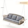 product-open-f937ac873c964378bb3c88e0ebe505ba-goods Gray 3-Person Wicker Porch Swing Featuring a 1.5-Foot Cup Holder, a 55-Inch Patio Hanging Swing Bench Complete with Cushions, And a Weight Capacity of 800 Pounds