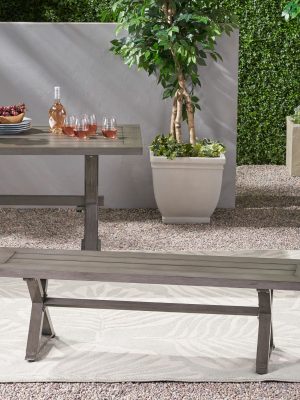Modern Outdoor Aluminum Dining Bench with Dark Gray - Heavy-Duty All-Weather Patio Furniture, Sturdy Construction & Low-Maintenance Design for Garden, Balcony, Cafe - Durable Indoor/Outdoor Seating (No Wood Components)