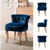 product-open-f9972be3524e4293bdb67740c5367692-goods Navy Velvet Vanity Stool with Low Back - Modern Upholstered Makeup Chair with Solid Wood Legs, Assembly Compact Dressing Table Chair Suitable for Women & Girls, Bedroom, Living Room, Dressing Table - Stylish Chair