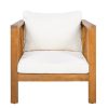 product-open-fa09c25d22284536906dc236fd8d2ba7-goods Outdoor Acacia Wood Club Chair with Modern Square Arms, Patio Chair with Thick Cushion, Adjustable Leveling Feet for Poolside, Backyard And Deck, Beige Cushion