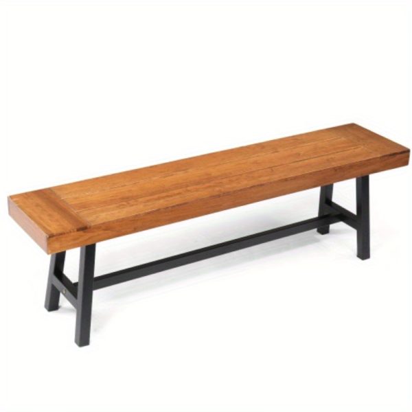 product-open-fa645df862df48ea882ef7c9d2c1b31d-goods Outdoor Bench Measuring 63 Inches by 58 Inches, Featuring Metal Legs And a Rustic Wooden Design, Suitable for Both Indoor And Outdoor Dining on Porches Or Patios