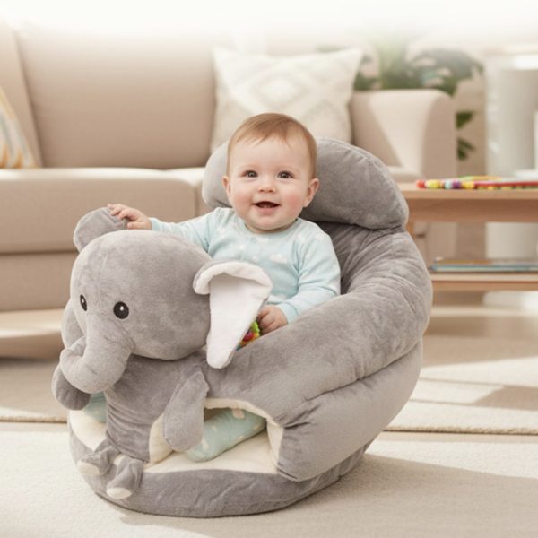 product-open-fb2a7c6b10af4df5ac2bfddeda4fee87-goods Plush Elephant Baby Support Seat - Ultra-Soft Cushioned Infant Lounger with Grey & White Elephant Design, Tummy Time Bed for & Toddlers, Non-Toxic Soft Fabric, Ideal Gift for Christmas, Birthdays, (No Assembly Required
