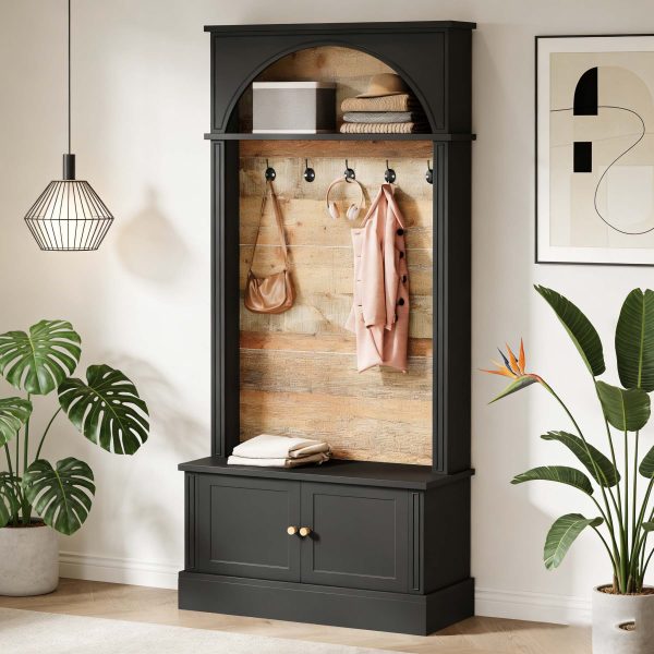 product-open-fb38ae4b2d8a4bc7bd0d90bf73453422-goods Entryway Bench Design Featuring a Coat Rack, a 70.86-Inch Hall Tree with a Storage Bench, a Farmhouse-Style Hall Tree Equipped with Five Hooks And Adjustable Shoe Storage, Perfect for The Entryway Or Hallway
