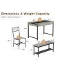 product-open-fbd0f32d293b4aacb51c8873b883ee37-goods GarveeHome Dining Table Set for 4, Small Kitchen Table and 2 Chairs for 4 with Bench, Space Saving Kitchen Table Set with Storage Rack & Drawers, Breakfast Nook Rectangular Farmhouse Table Set, Grey