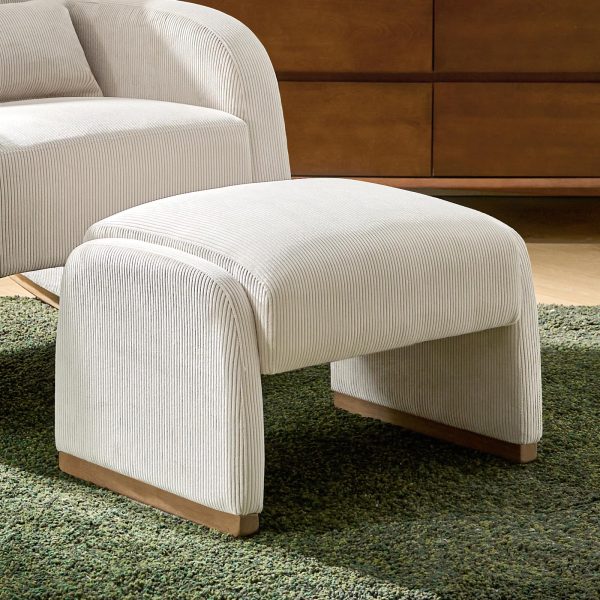 product-open-fc921c65c3d040dea228bbcda5cffa6b-goods Modern Corduroy Ottoman with Solid Wood Legs, Foot Stools Ottoman with Versatile Footrest, Extra Seat And Decorative Accent
