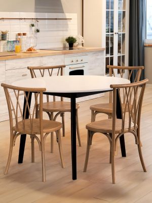Plastic Outdoor Dining Chairs Set of 4/8, Stackable Patio Chairs with Wicker Backrest, Waterproof Indoor Outdoor Kitchen Chairs, 400 Lbs Weight Capacity, Farmhouse Brown/Black/White Wedding Party Banquets Waiting Chairs