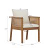product-open-fd697603564a4067b515555fff78f0b2-goods Set of 2 Outdoor Acacia Wood Dining Chairs - Patio Armchair with Natural Rattan Backrest, Cream Washable Cushion, Non-Slip Feet for Backyard Poolside Garden