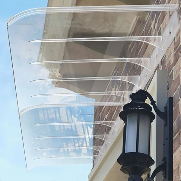 product-open-fd809e0f6c6a4235b0cc01ff6a955bf3-goods 1x Durable Transparent Plastic Front Door Canopy- Transparent, Waterproof Roof Window Sunshade Cover, Outdoor Balcony and Entrance Invisible Snow and Rain Protection, Easy to Install