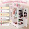 product-open-fd91304d761b4977a017587b0ba5b7da-goods Kids Armoire with Jewelry Cabinet, Dress up Storage with Mirror and Shelves, Princess Dress Closet and Costumes Wardrobe Closet, Costume Organizer for Bedroom, Kids Room, Girls