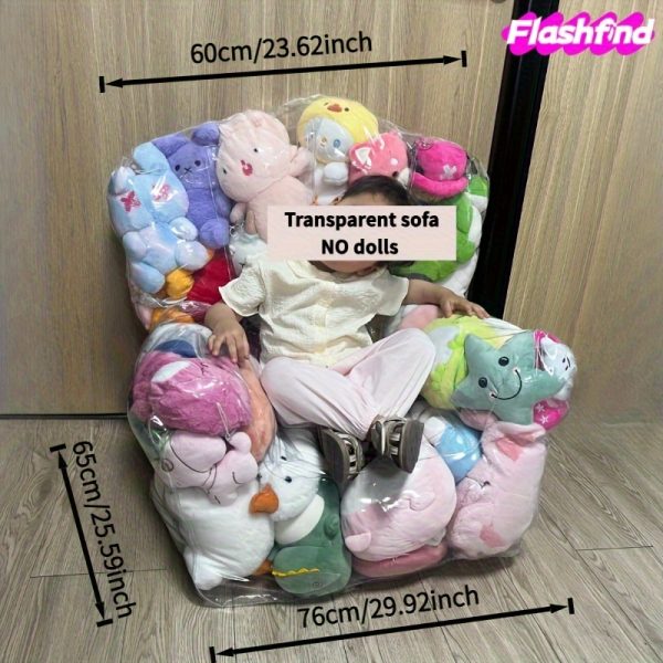 Extra Large Transparent Sofa - Holds 200 Dolls, Heavy-Duty PVC Folding Storage Chair with Space-Saving Modular Design for Doll Photography, Collectors, Home/Office/Camping/Beach Use - Easy-to-Clean Lightweight Furniture, Collector's Edition Durable Plastic Outdoor Seat, Sturdy Structure, Versatile Home Organizer