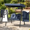 product-open-fe45f7f3401745278db8d4f5563c4b01-goods Outdoor 2-Person Porch Swing, Cushioned Loveseat Swing with Stand, Adjustable Canopy and Heavy-Duty Metal Frame for Porch, Backyard, Garden