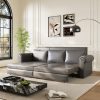 product-open-fe93e0f3091741ddb71b6e18745647ee-goods 93.7' Bohemian Chesterfield Sofa Bed: 3-in-1 Convertible Sleeper with Faux Leather Upholstery, Nailhead Trim & Rolled Arms, Light Brown Pull-Out Couch Suitable for Small Spaces, Apartments, Dorms, Guest Rooms - Assembly Required
